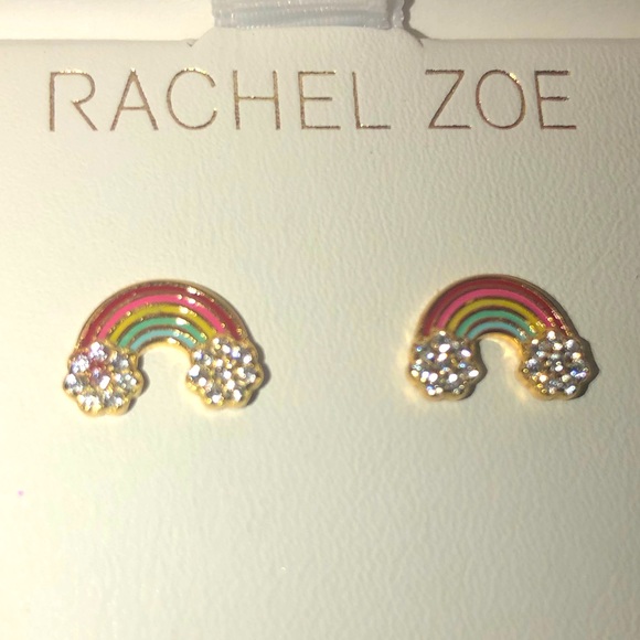 Rachel Zoe Cubic Zirconia 🌈Rainbow Stud Earrings - Picture 1 of 5